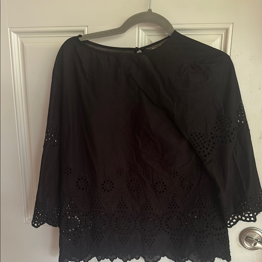 Tommy Bahama Black Eyelet Blouse